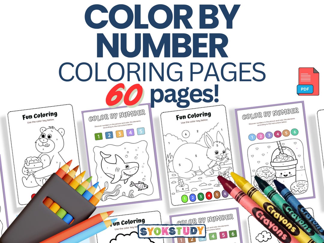 Color by Number Coloring Book for Kids | Colouring - 60 Pages - Etsy