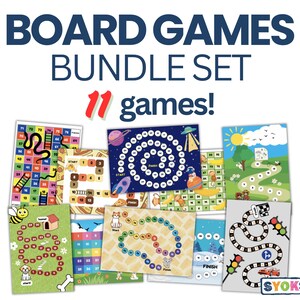 Printable Board Game Bundle: 11 Family Games, Kids Learning (PDF)