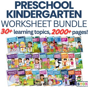 Preschool & Kindergarten Workbook Bundle | Worksheet | 2000+ Printable Pages | Children Learning Pack | Homeschool PDF Pack