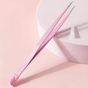 Pince à épiler double pour nail art, tige multifonctionnelle en acier inoxydable avec embout en silicone et pince de précision