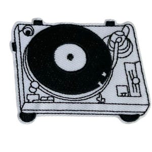 Patch Aufnäher Plattenspieler, Musik Retro Bügelpatch zum Aufnähen oder Aufbügeln, DJ Vinyl Patch für Jacke Tasche Festival Streetwear DIY