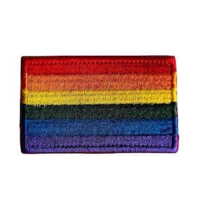 Klett Patch Regenbogen Flagge, Pride Aufnäher mit Klett-Rückseite, LGBTQ+ Bügelpatch zum Aufnähen oder Ankletten, Statement Streetwear