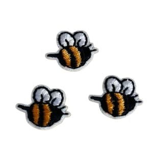 3er Set Patch Aufnäher Biene Hummel Insekten Klein Tiere, Mini Tier Bügelpatch zum Aufnähen oder Aufbügeln Süße Aufnäher für Hose Tasche DIY