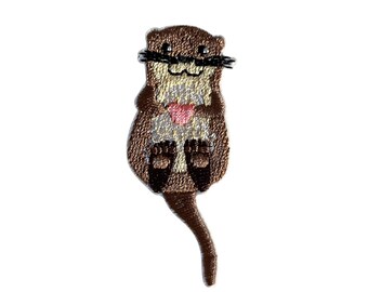 Patch Aufnäher Otter, Niedlicher Tier Bügelpatch zum Aufnähen oder Aufbügeln, Tiermotiv Aufnäher für Jacke Tasche DIY Geschenk