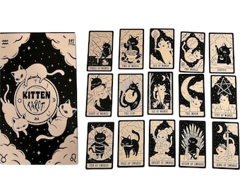 Kitten Tarot Karten Katzen, 78 Karten Deck, Tarotkarten für Katzenliebhaber, Wahrsagen & Geschenkidee, Accessoire Geschenke