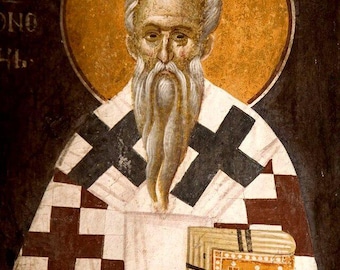 St Ignatius of Antioch - Orthodox fresco of early Christian saint | Handmade Mounted Icon