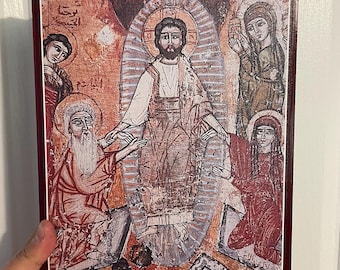 Antica icona copta della resurrezione / Stampa di icona ortodossa fatta a mano