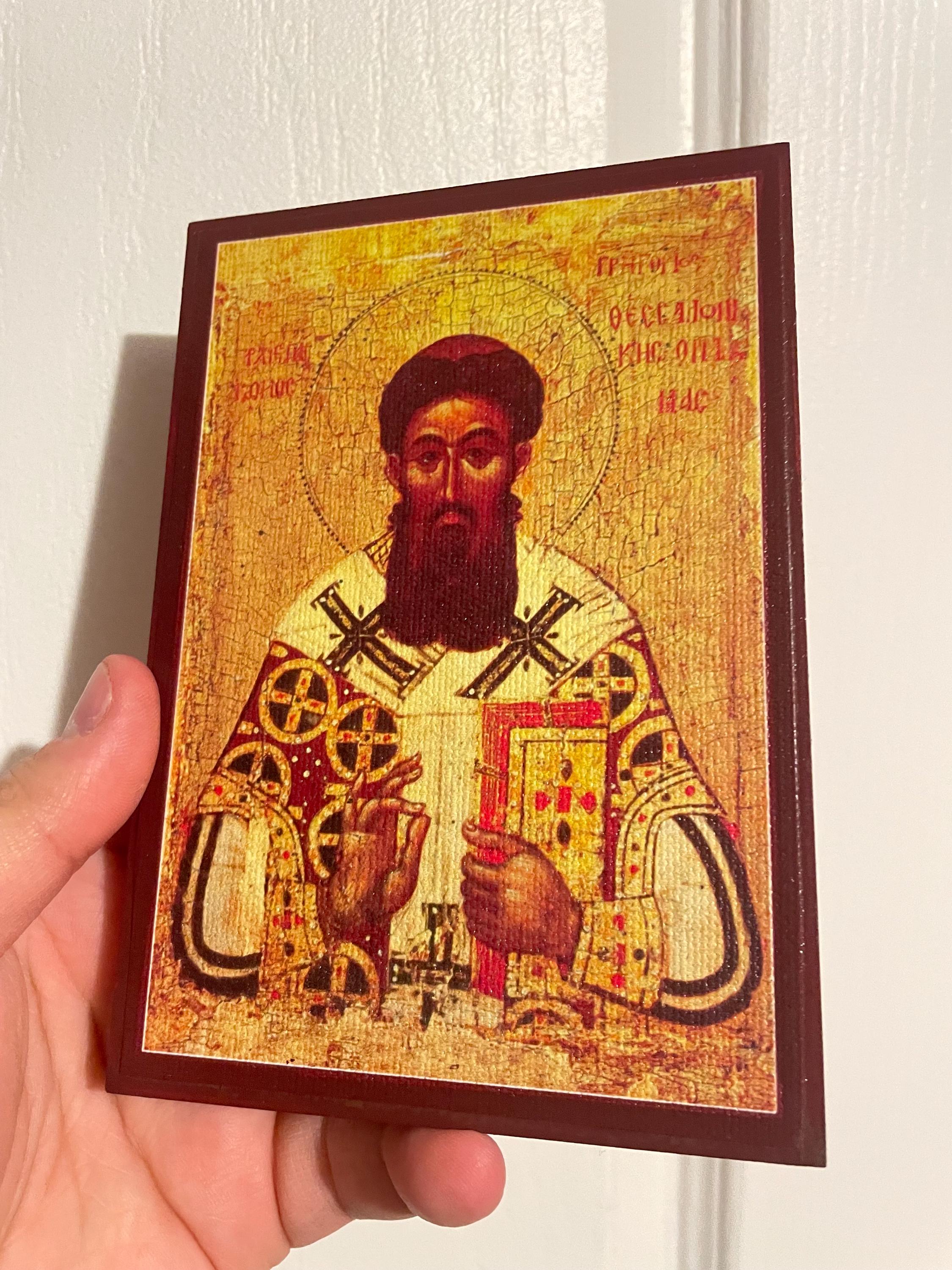 Ancient Icon of St Gregory Palamas (15th Century) | Handmade
