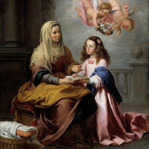 Saint Anne Teaching the Virgin to Read | Handmade Icon (17th century)
