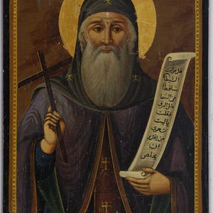 St Anthony the Great Coptic icon | Handmade Orthodox Icon
