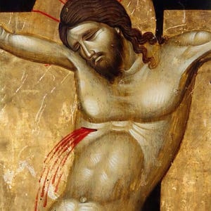 Ancient Byzantine Crucifixion | Handmade Orthodox Icon