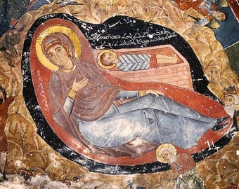 Koptisch kerstfresco, 10e eeuw | Handgemaakt orthodox icoon