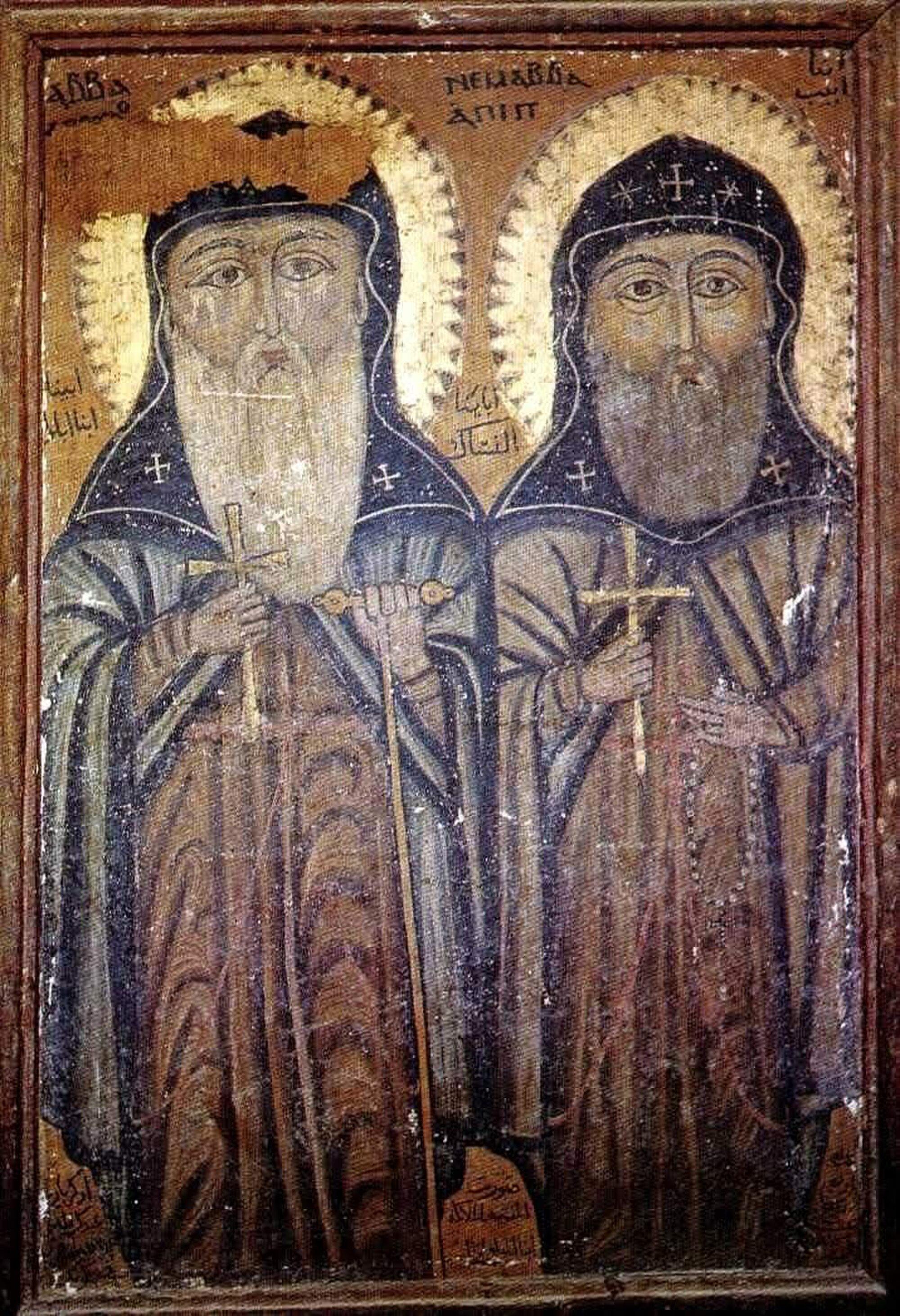 Saint Apollo Ancient Coptic Icon of St Apollo & Abib | Handmade Orthodox Icon - Etsy