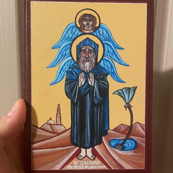 St Macarius the Friend of the Cherub | Handmade Icon Print