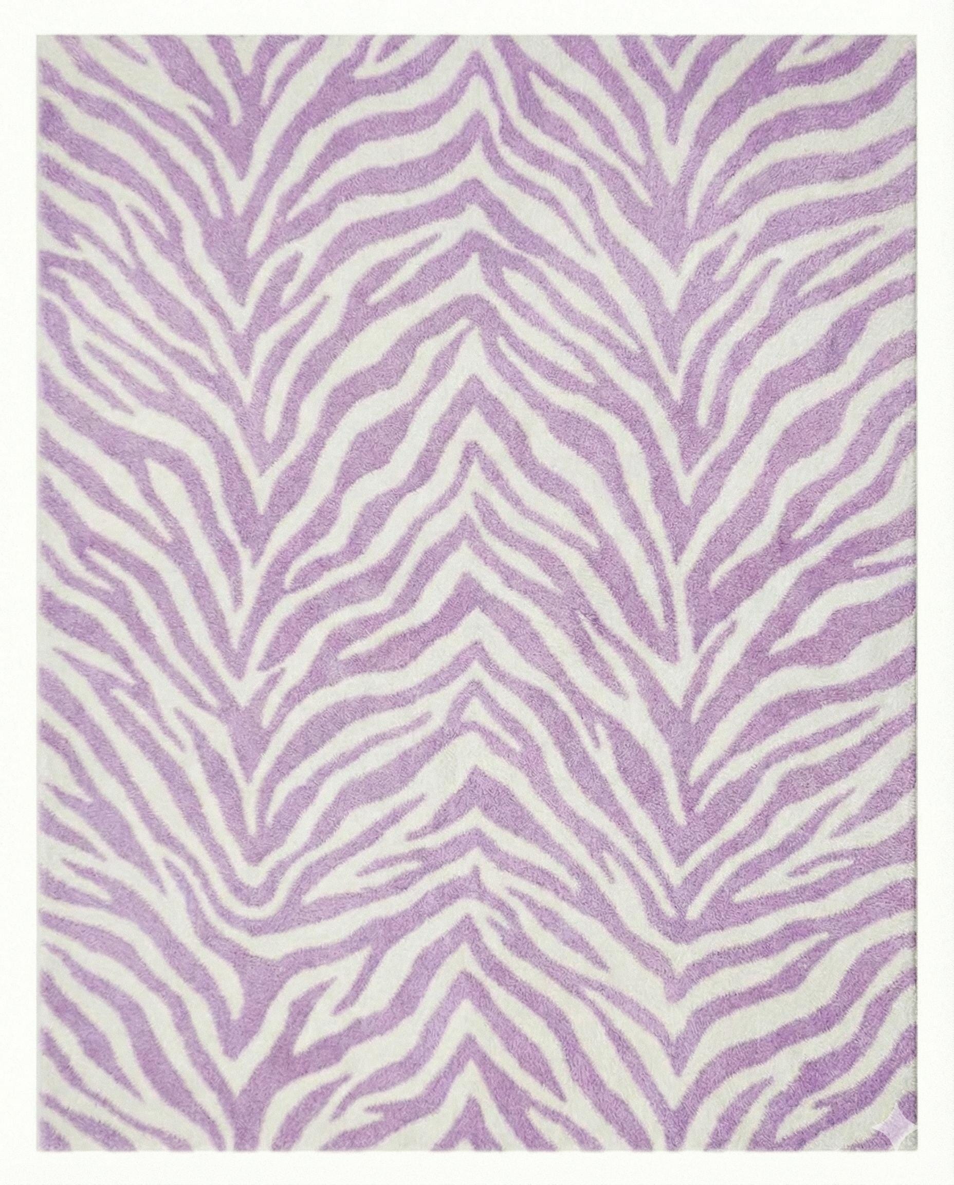 Hand-tufted Zebra Rug | Lilac & White Animal Print Carpet - Etsy
