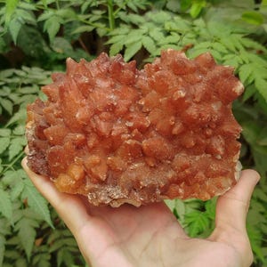 1.82kg Natural Stone Orange Red Iron Oxide Coated Calcite Crystal Cluster Spikes Mineral Specimen, From Balochistan Pakistan