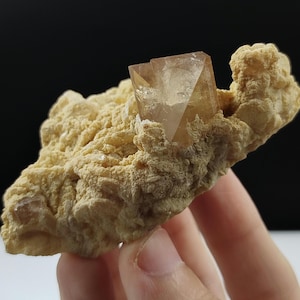 Natural Heated Topaz Crystal Mineral Specimen on Albite Matrix, Fully Terminated High Quality Display Specimen, Skardu, Pakistan, 132g