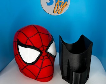 Caja para mazos de Spider Hero – Almacenamiento para más de 100 cartas de MTG Commander / Soporte para cartas con máscara de superhéroe / Regalo friki para coleccionistas