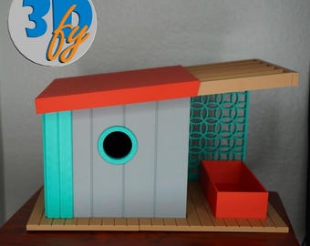 Midcentury Modern Birdhouse – Stylish Outdoor Decor for Birds