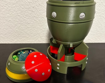 Minicaja de mazo nuclear: MTG Commander Vault / Almacenamiento atómico inspirado en Fallout con almacenamiento de dados