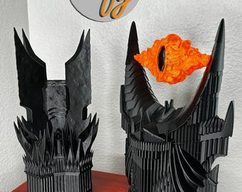 Caja de mazos de Las Dos Torres – Almacenamiento para MTG Commander / Orthanc y Barad-dûr / Combo de dados de El Señor de los Anillos / Regalo para coleccionistas frikis