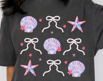 Coquette Pearl Bow Clam PNG: Summer Beach Design (Digital Download)