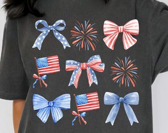 USA Coquette Bow PNG Retro American Bows 4th of July Woman Digital Download American Flag Design