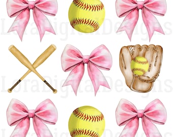 Wasserfarbe Softball PNG - Pink Schleifen, Coquette Design (Digital Design)