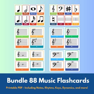 BUNDLE 88 Printable Music Flashcards