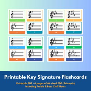 Printable Music Key Signatures Flashcards
