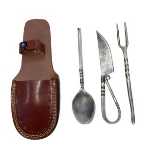 Damascus Iron Medieval cutlery set for Camping ( Handmade )