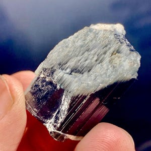 Rare Bicolor Tourmaline Crystal – 17g Natural Blue & Black Terminated Specimen from Brazil