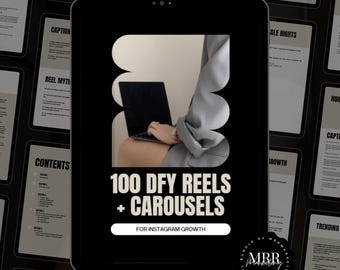 100 DFY Reels + Carousels for Instagram Growth, Ready-to-Use Hooks, Captions & Pro Tips for Engagement, Editable Canva Template, MRR PLR
