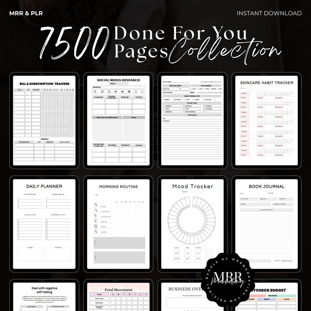7500+ PLR MRR Digital Product Canva Templates Bundle | Printable ...