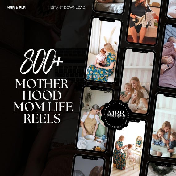 800+ Motherhood Reels Faceless Reels, Mom Life Done For You, PLR MRR Digital Bundle Master Resell Rights, Mompreneur reel, Canva