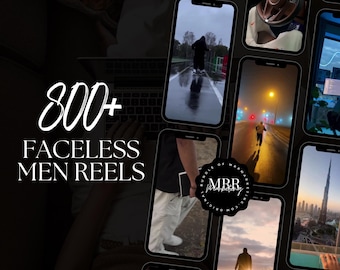 Más de 800 Reels de hombres sin rostro, Reels de estética oscura sin rostro, Reels de estética masculina, Marketing digital sin rostro, Reels de Instagram, Paquete MRR y PLR