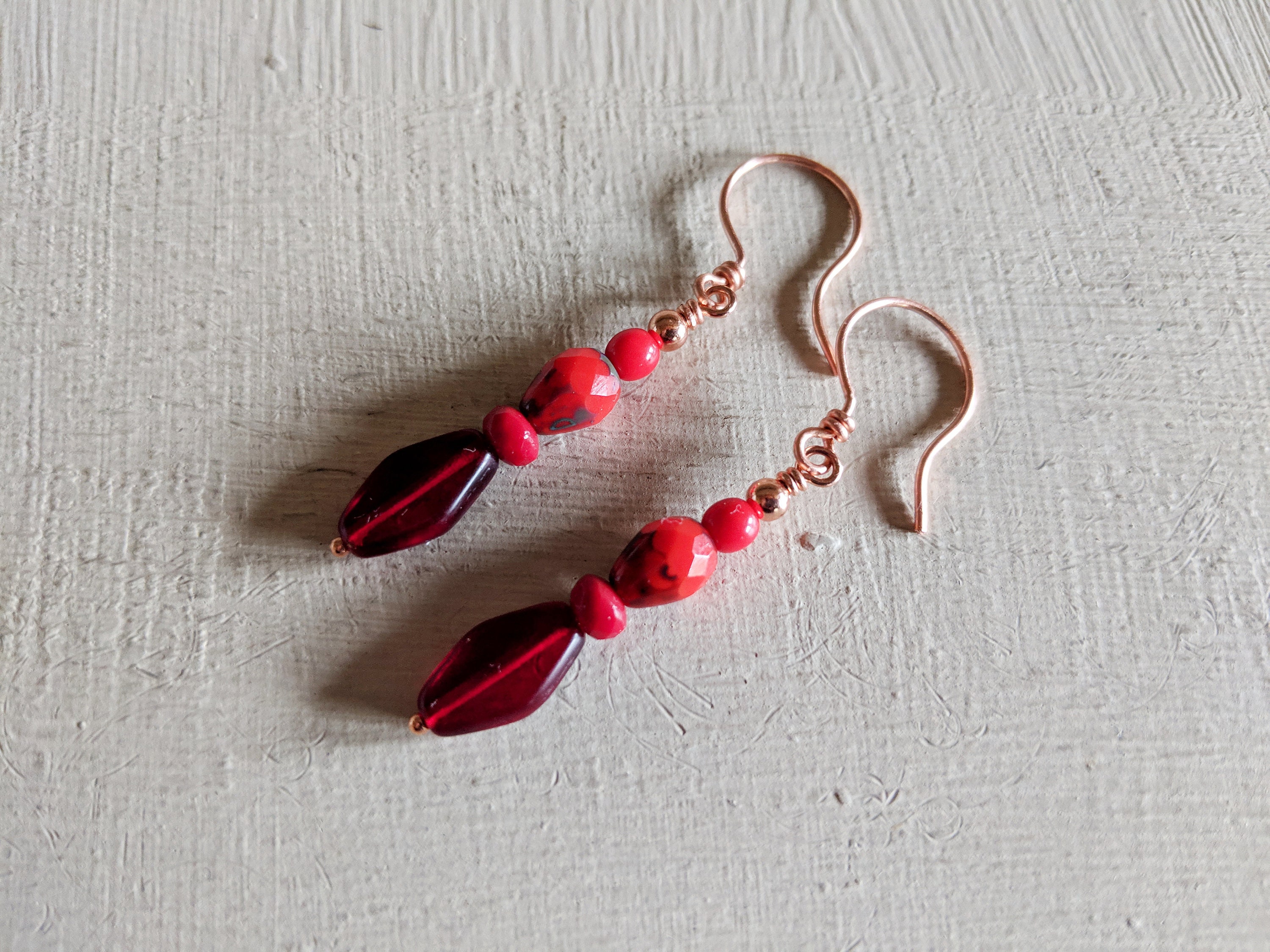 Red Pepper Earrings Dangle Earrings Red Czech Glass and Etsy Australia