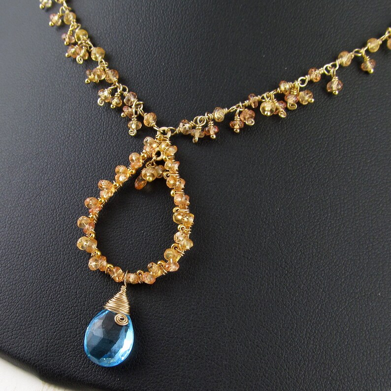 Yellow Sapphire Necklace Handmade Gold Filled Swiss Blue Etsy