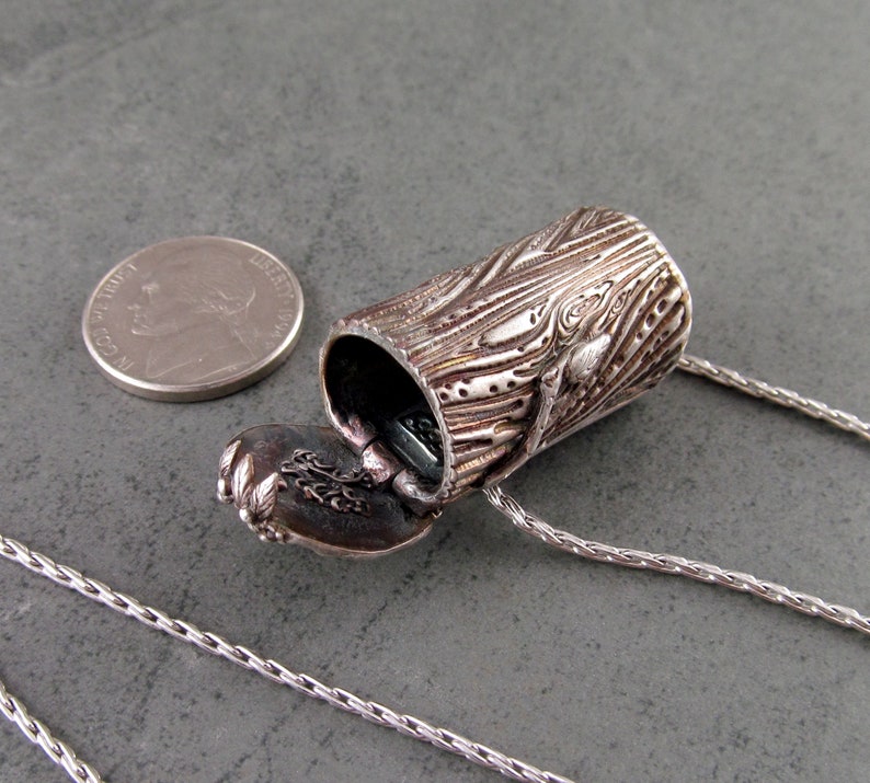 handmade recycled fine silver .999 locket necklace-OOAK Mailbox pendant