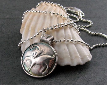 Aries zodiac pendant, handmade eco friendly fine silver pendant-OOAK