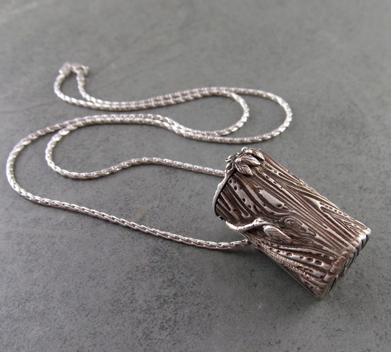 handmade recycled fine silver .999 locket necklace-OOAK Mailbox pendant