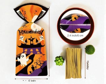 Bolsas de celofán para dulces de Halloween - 50 unidades con diseños de calabazas y fantasmas