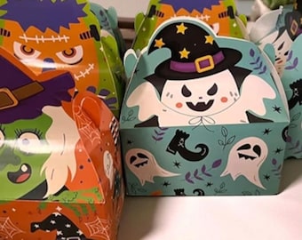 Cajas para dulces de Halloween, diseños coloridos, cajas para recuerdos de fiesta (paquete de 24)