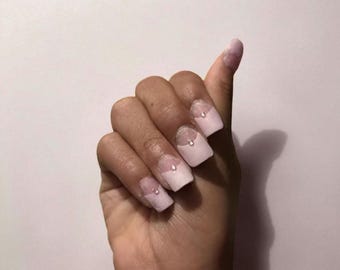 Kit de uñas acrílicas para hacer tú misma con taladro y luz UV / Decoración de uñas con purpurina y diamantes de imitación