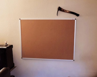 Large Cork Notice Board | Silver Aluminum Frame, 36x24 Inch