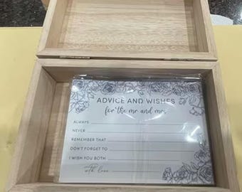 Tarjetas de consejos para bodas con caja de recuerdos: una alternativa al libro de firmas para la despedida de soltera.