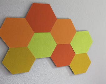 Baldosas hexagonales de fieltro para tablón de anuncios – Decoración de pared autoadhesiva (8 unidades)