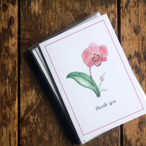 Nouveau! Ensemble de papeterie Pink Orchid Notecards. Phalaenopsis. Ensemble 8. Notes faites à la main emballées.