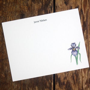 Gift Purple Iris Notecard Papelaria. Flor de íris barbada. Obrigado, qualquer ocasião, impressão de aquarela personalizada, conjunto de 10. Presentes abaixo de 20