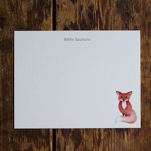 Papeterie faite sur commande de carte pour notes mignonne de renard orange. Merci, toutes les occasions, impression aquarelle personnalisée, lot de 10. Cadeaux pour les enfants.